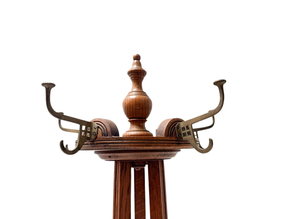 Arts & Crafts Coat Stand or Porte Manteau with Rotating Top, 1900s